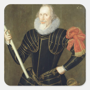 Portrait of a Man, 1593 (oil on panel) Square Sticker