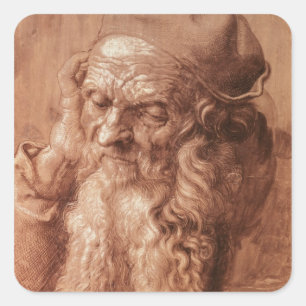Portrait of a man, aged ninety-three, 1521 square sticker