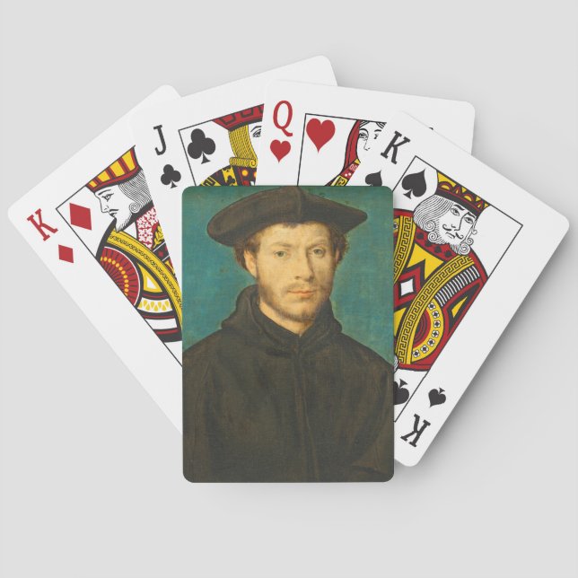 Portrait of a man, c. 1536 - 40 (oil on walnut) playing cards (Back)
