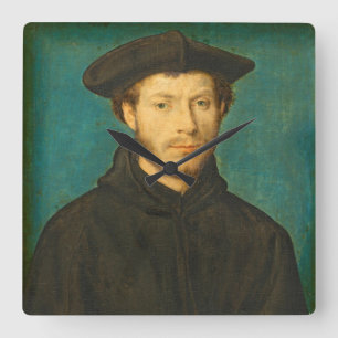 Portrait of a Man, c. 1536- 40 (oil on walnut) Square Wall Clock