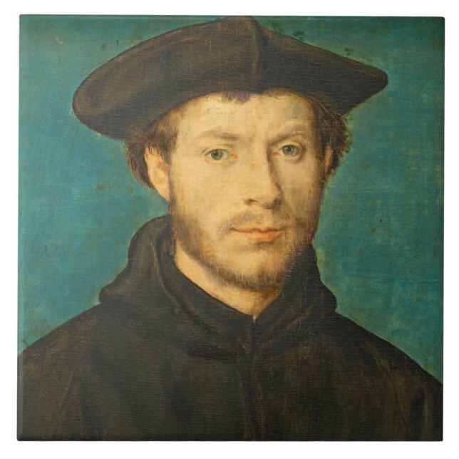 Portrait of a Man, c. 1536- 40 (oil on walnut) Tile (Front)