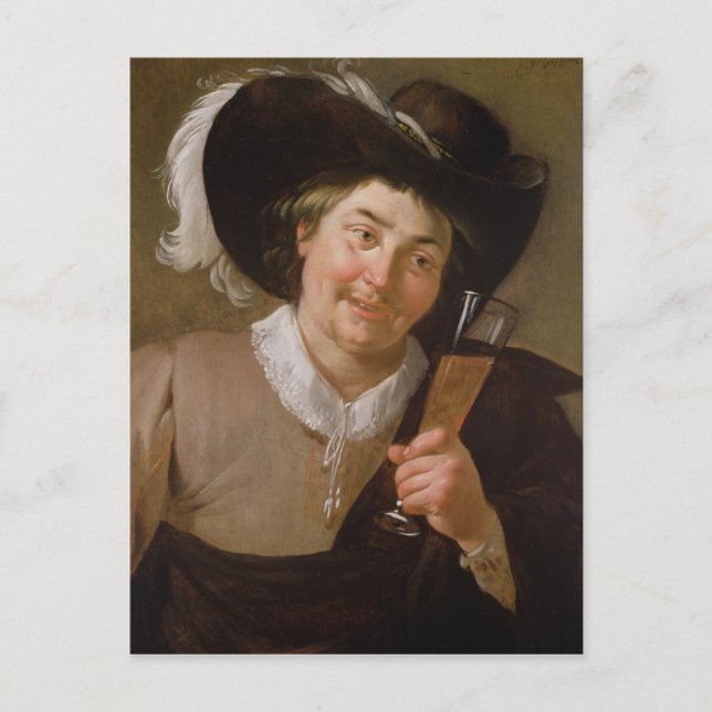 Portrait of a Man Holding a Wine Glass Postcard (Front)