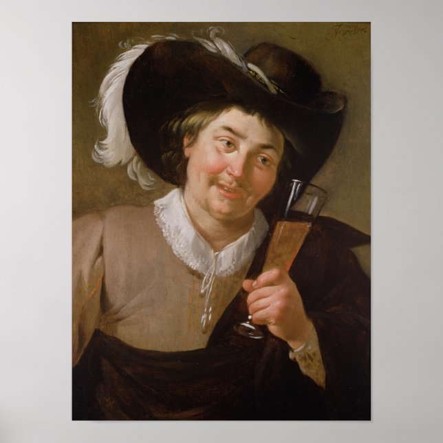 Portrait of a Man Holding a Wine Glass Poster (Front)