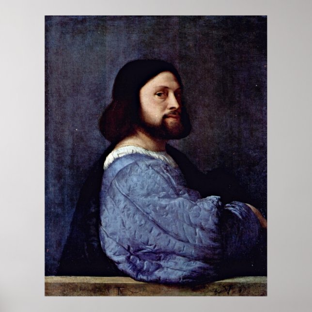 Portrait of a Man (L'Ariosto) by Tiziano Vecelli Poster (Front)