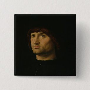 Portrait of a Man, or The Condottiere, 1475 (oil o 15 Cm Square Badge