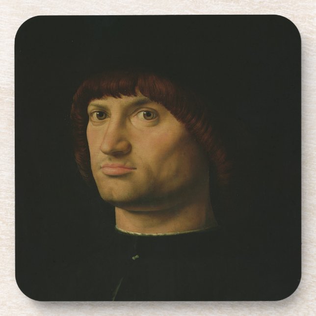 Portrait of a Man, or The Condottiere, 1475 (oil o Coaster (Front)