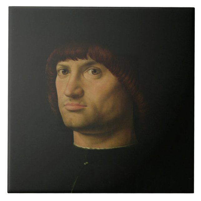 Portrait of a Man, or The Condottiere, 1475 (oil o Tile (Front)