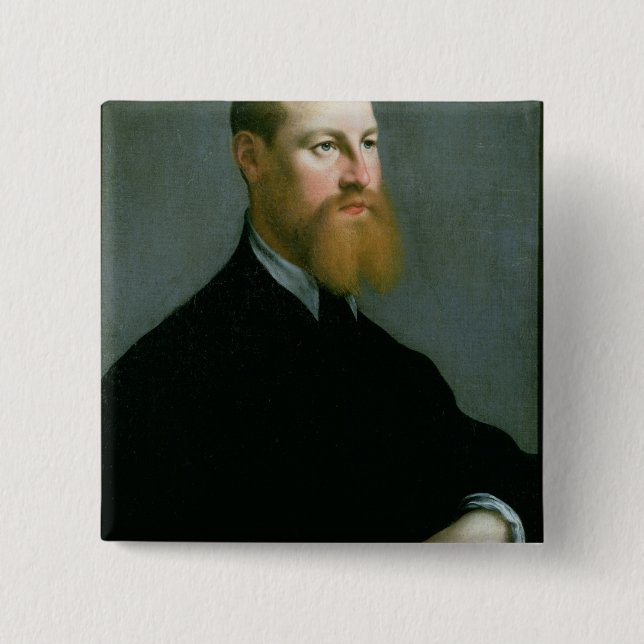 Portrait of a man with a ginger beard 15 cm square badge (Front)