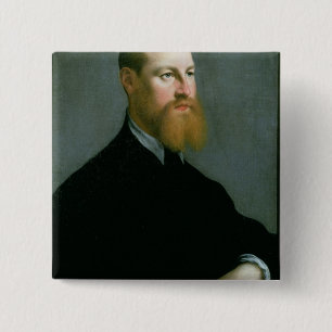 Portrait of a man with a ginger beard 15 cm square badge