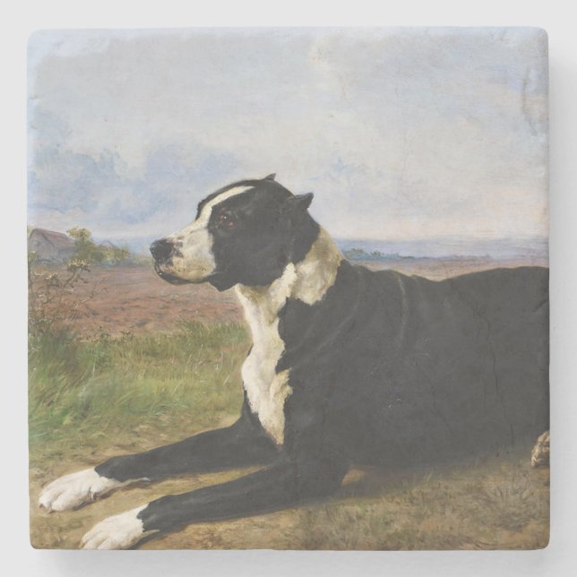 Portrait of a Mastiff Labrador Dog (Rosa Bonheur) Stone Coaster (Front)
