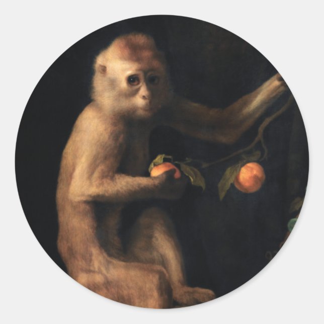 Portrait of a Monkey Classic Round Sticker (Front)