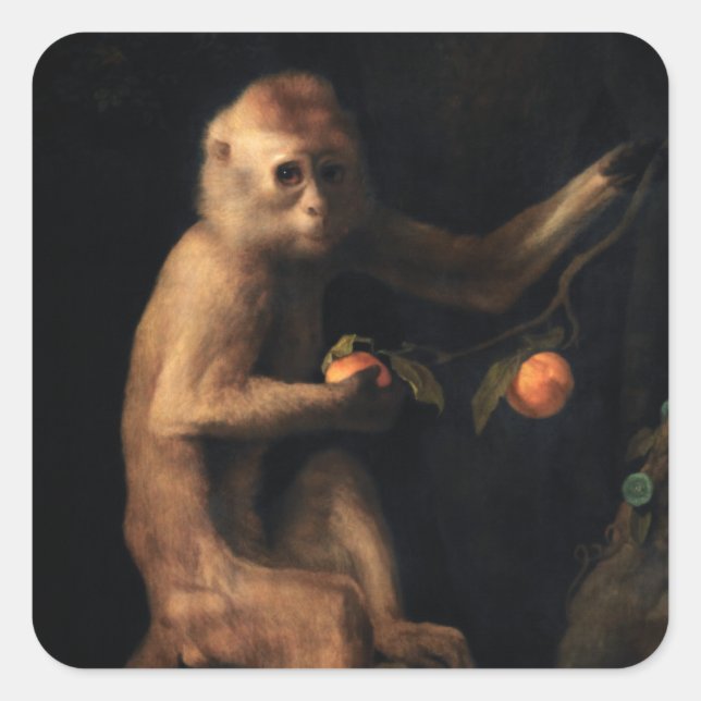Portrait of a Monkey Square Sticker (Front)