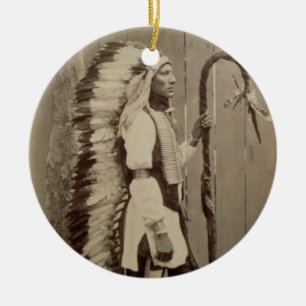 Portrait of a Native American from 'Buffalo Bill's Ceramic Tree Decoration