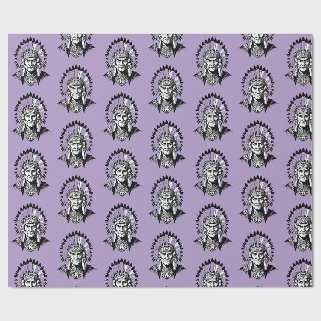 Portrait of a Native American old Chief Wrapping Paper (Flat)