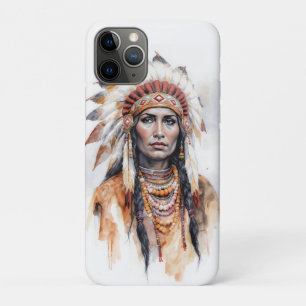 Portrait of a native American woman watercolor pai iPhone 11 Pro Case