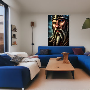 Portrait of a Norwegian viking   AI Art  Poster