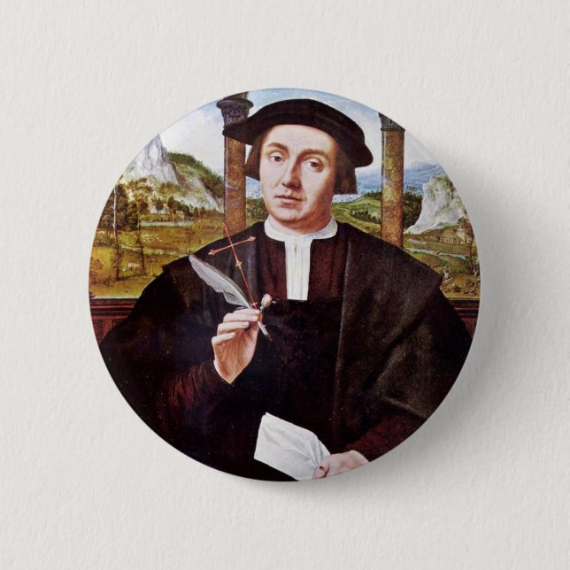 Portrait Of A Notary By Quentin Massys 6 Cm Round Badge (Front)