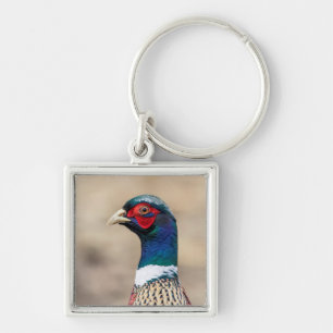 Portrait of a pheasant key ring