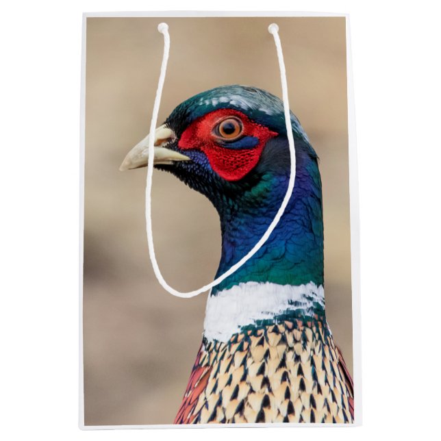 Portrait of a pheasant medium gift bag (Front)