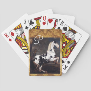 Portrait of a Piebald Horse Parchment Monogram Playing Cards