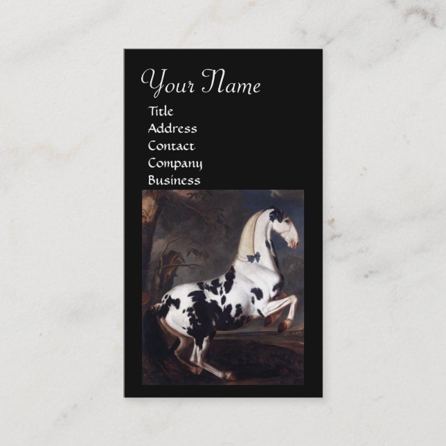Portrait of a Piebald ,Parchment Monogram Business Card (Front)