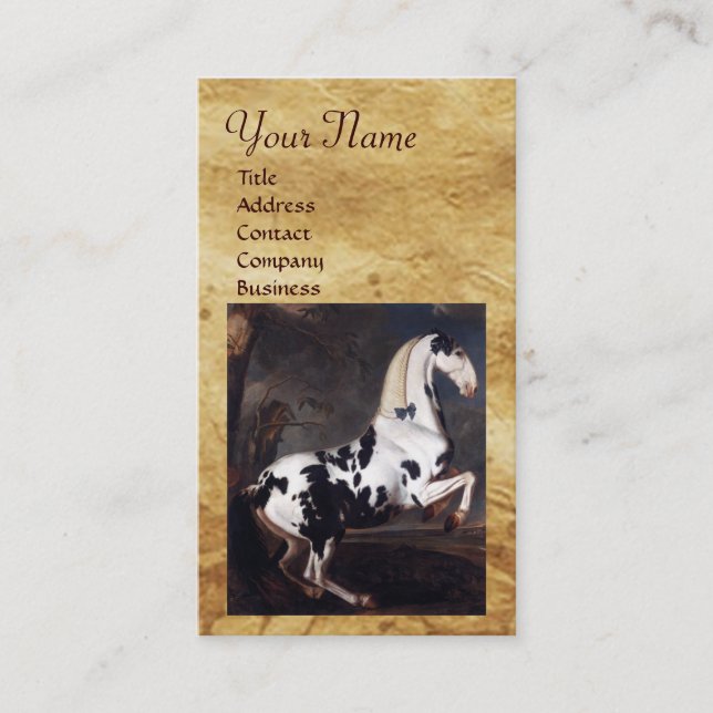 Portrait of a Piebald ,Parchment Monogram Business Card (Front)