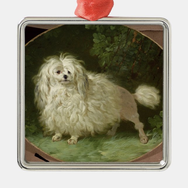 Portrait of a Poodle Metal Tree Decoration (Front)