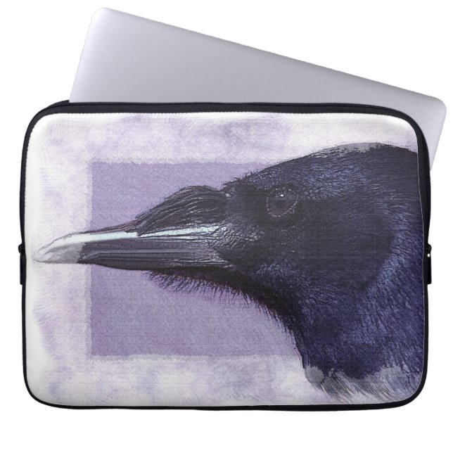 Portrait of a Raven Corvid-lovers Art Design Laptop Sleeve (Front)