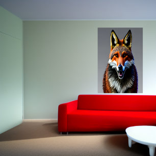 Portrait of a red fox   AI Art Poster