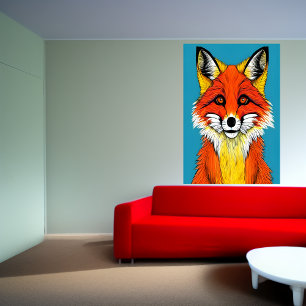 Portrait of a red fox   AI Art  Poster