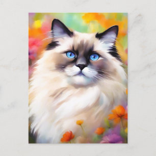 Portrait of a Relax Ragdoll Cat Postcard