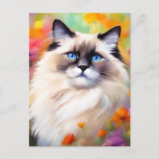 Portrait of a Relax Ragdoll Cat Postcard (Front)