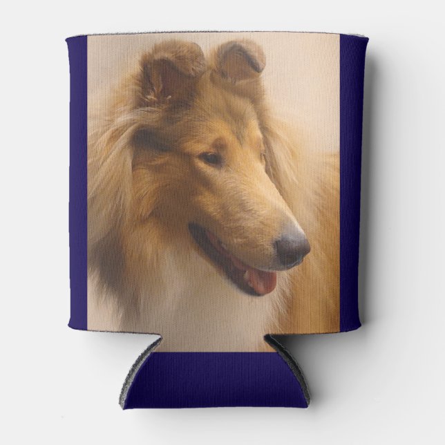 Portrait of a Rough Sable Collie Can Cooler (Front)