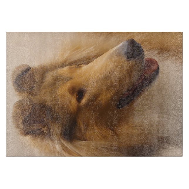 Portrait of a Rough Sable Collie Cutting Board (Front)