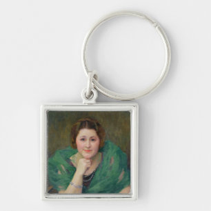 Portrait of a Russian Woman with a Green Scarf Key Ring