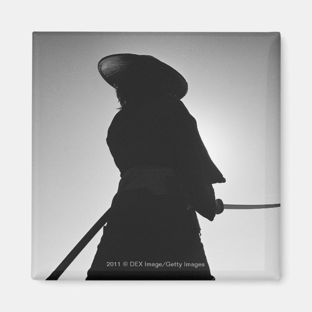 Portrait of a Samurai warrior holding a sword Magnet (Front)