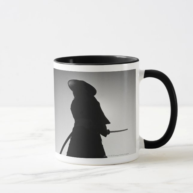 Portrait of a Samurai warrior holding a sword Mug (Right)