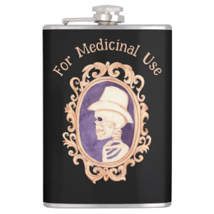 Portrait OF A Skeleton Vinyl Wrapped Flask