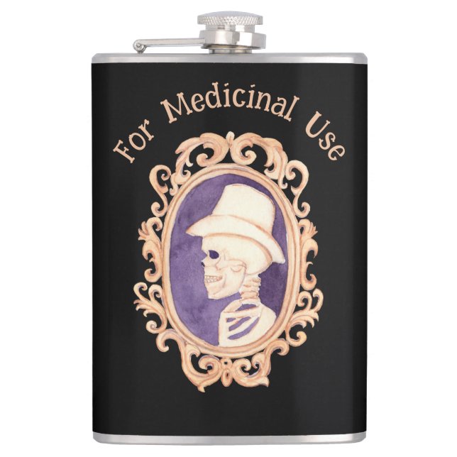 Portrait OF A Skeleton Vinyl Wrapped Flask (Front)