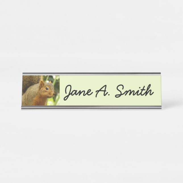 Portrait of a Squirrel Nature Animal Photography Desk Name Plate (Front)