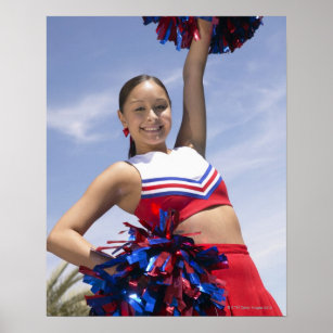 Portrait of a Teenage Cheerleader Holding Poster