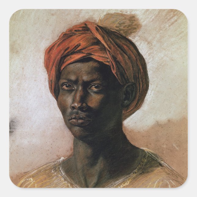 Portrait of a Turk in a Turban, c.1826 Square Sticker (Front)