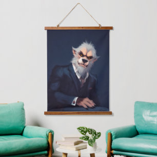 Portrait of a Werewolf in a Suit Hanging Tapestry