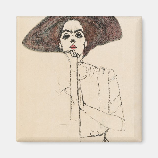 Portrait of a Woman (1910) by Egon Schiele. Magnet (Front)