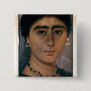Portrait of a woman, from Fayum, 1st-4th century 15 Cm Square Badge