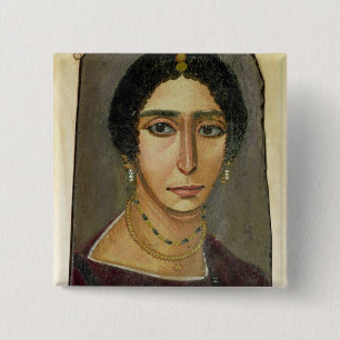 Portrait of a woman, from Fayum, 1st-4th century 15 Cm Square Badge
