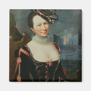 Portrait of a Woman Holding a Musical Score Magnet