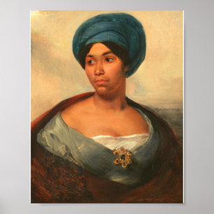 PORTRAIT OF A WOMAN IN  A BLUE TURBAN BY DELACROIX POSTER