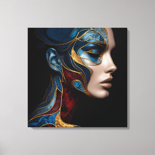 Portrait Of A Woman In Abstract Canvas Print