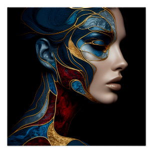 Portrait Of A Woman In Abstract Poster